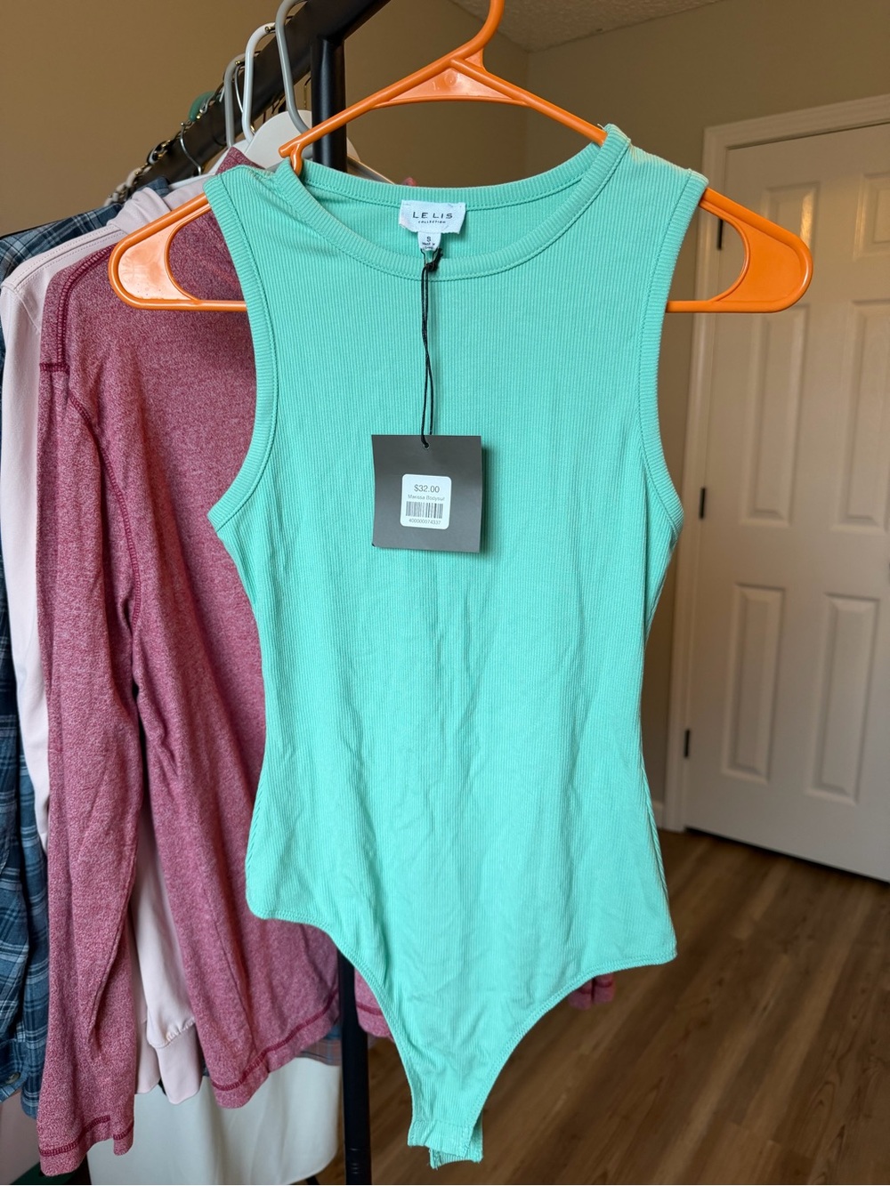 Le Lis Mint Ribbed Scoop Neck Bodysuit